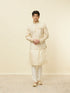 Manyavar Desert Sand Beige Ogee Patterned Jacket