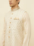 Manyavar Desert Sand Beige Ogee Patterned Jacket