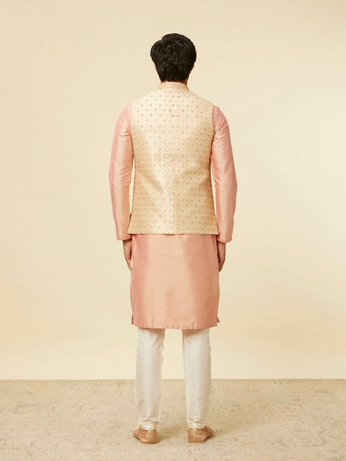 Manyavar Golden Beige Floral Jaal Pattern Jacket
