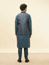 Manyavar Metallic Blue Bel Buti Printed Jacket