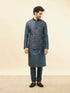 Manyavar Metallic Blue Bel Buti Printed Jacket