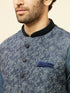 Manyavar Metallic Blue Bel Buti Printed Jacket
