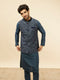 Manyavar Metallic Blue Bel Buti Printed Jacket