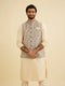 Manyavar Cream Beige Abstract Printed Jacket