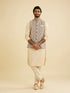 Manyavar Cream Beige Abstract Printed Jacket