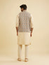 Manyavar Cream Beige Abstract Printed Jacket