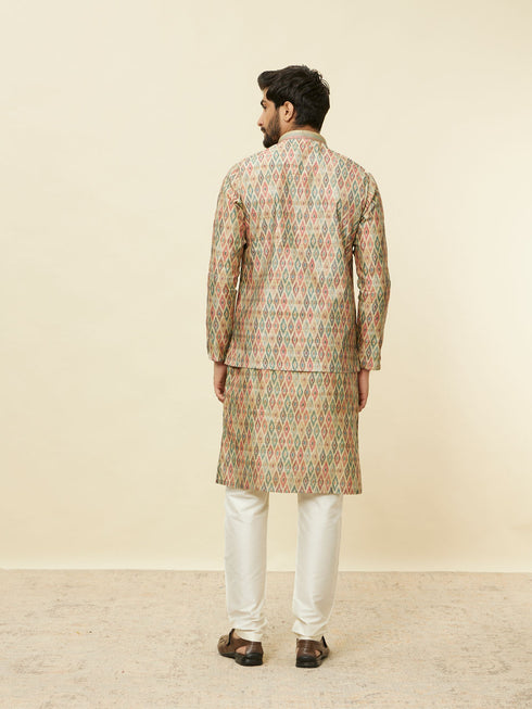 Manyavar Pistachio Green Harlequin Printed Jacket