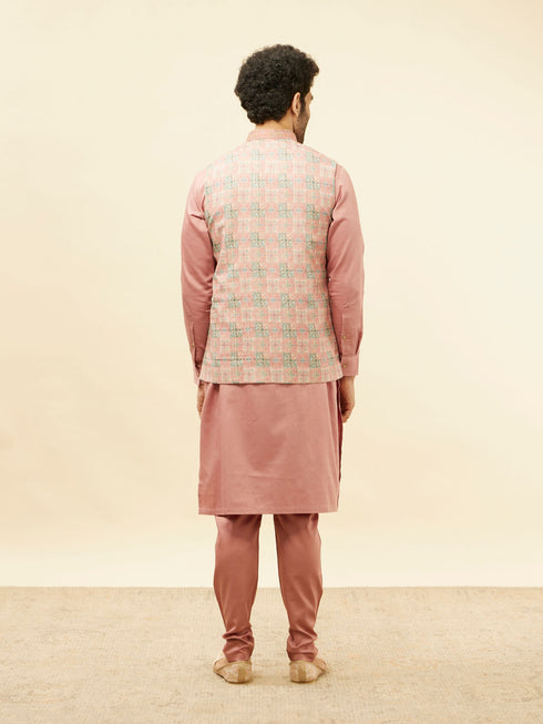 Manyavar Sherbet Pink Kaleidoscopic Printed Sequined Jacket