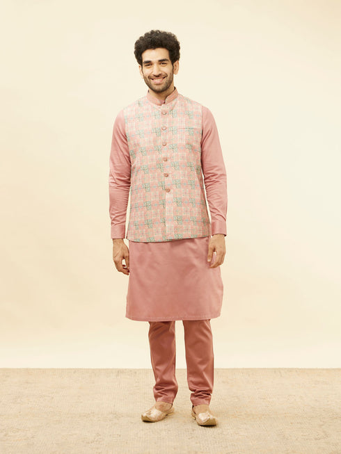 Manyavar Sherbet Pink Kaleidoscopic Printed Sequined Jacket