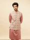 Manyavar Sherbet Pink Kaleidoscopic Printed Sequined Jacket