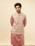 Manyavar Sherbet Pink Kaleidoscopic Printed Sequined Jacket