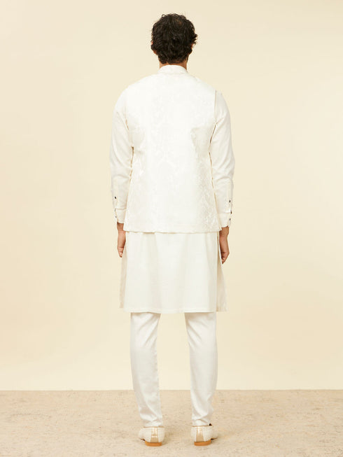 Manyavar Warm White Bagh Patterned Nehru Jacket