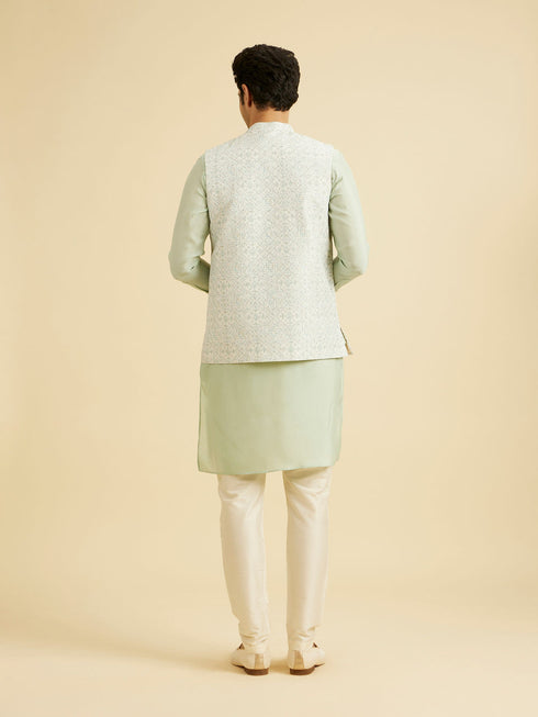 Manyavar Warm White Imperial Printed Sequined Jacket
