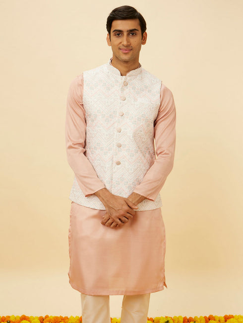 Manyavar Blush Pink Chevron Patterned Jacket