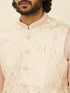 Manyavar Cream Beige Floral Patterned Nehru Jacket