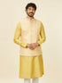 Manyavar Yellow Floral Printed Nehru jacket
