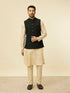 Manyavar Kohl Black Self Patterned Jacket