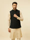 Manyavar Kohl Black Self Patterned Jacket