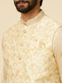 Manyavar Cream Beige Floral Printed Jacket