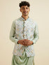 Manyavar Light Mid Green Harlequin Print Jacket