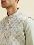 Manyavar Light Mid Green Harlequin Print Jacket