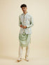 Manyavar Light Mid Green Harlequin Print Jacket