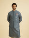 Manyavar Teal Blue Jaal Patterned Chikankari Embroidered Jacket
