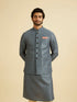 Manyavar Teal Blue Jaal Patterned Chikankari Embroidered Jacket