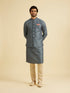 Manyavar Teal Blue Jaal Patterned Chikankari Embroidered Jacket