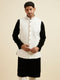 Manyavar Elegant White Nehru Jacket with Hand Embroidery and Cutdana Work