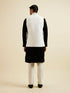 Manyavar Elegant White Nehru Jacket with Hand Embroidery and Cutdana Work