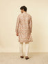 Manyavar Sand Beige Grid Patterned Jacket