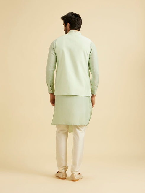 Manyavar Radiant Light Mid Green Nehru Jacket