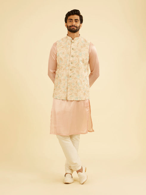 Manyavar Peach Radiance Nehru Jacket