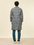 Manyavar Dark Blue Self Patterned Nehru Jacket
