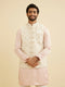 Manyavar Warm White Ogee Jaal Patterned Nehru Jacket