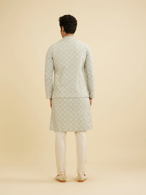 Manyavar Pista Green Buta Jaal Patterned Jacket
