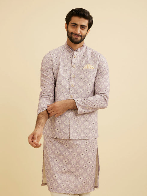 Manyavar Lilac Buta Jaal Patterned Jacket