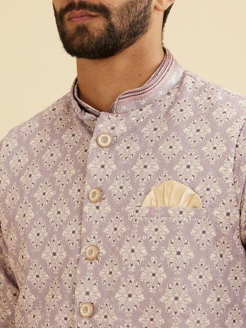 Manyavar Lilac Buta Jaal Patterned Jacket