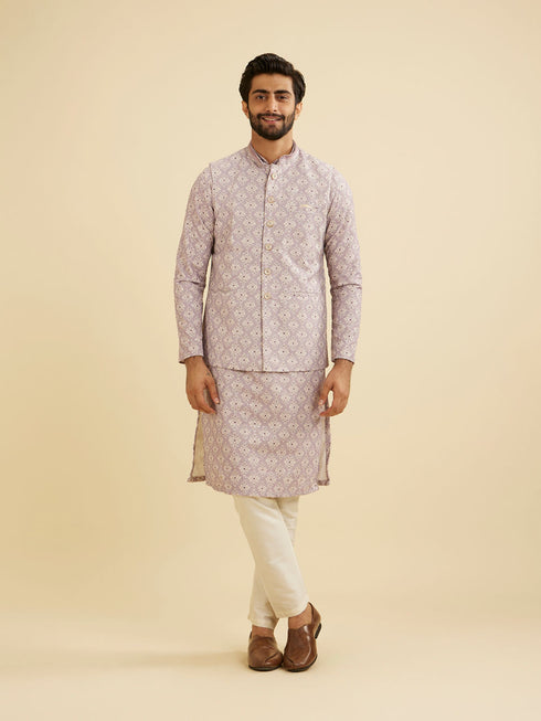 Manyavar Lilac Buta Jaal Patterned Jacket