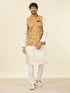 Manyavar Mustard Yellow Bel Buti Patterned Nehru Jacket