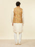 Manyavar Mustard Yellow Bel Buti Patterned Nehru Jacket