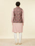 Manyavar Mauve Wine Floral Printed Nehru Jacket