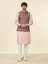 Manyavar Mauve Wine Floral Printed Nehru Jacket