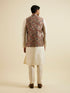 Manyavar Walnut Floral Printed Nehru Jacket