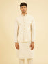 Manyavar Gleaming Cream Nehru Jacket