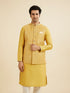Manyavar Mustard Yellow Bandhani Print Nehru Jacket