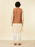 Manyavar Rust Red Paisley Patterned Nehru Jacket