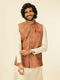 Manyavar Rust Red Paisley Patterned Nehru Jacket