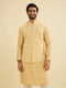 Manyavar Vibrant Yellow Nehru Jacket with All Over Print and Embroidery